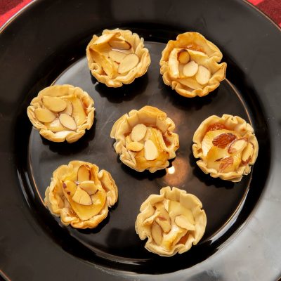 Apricots, Almonds and Brie in Fillo Pastry Cups