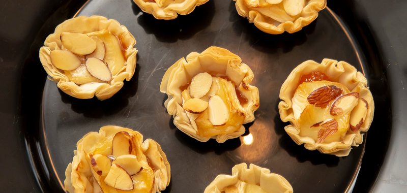 Apricots, Almonds and Brie in Fillo Pastry Cups